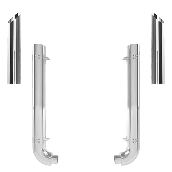 Western Star 4964 Heritage 1988-1995 7-5 X 52 Inch Spool & OEM Style Elbow Exhaust Kit W/ 44 Inch Miter Stacks