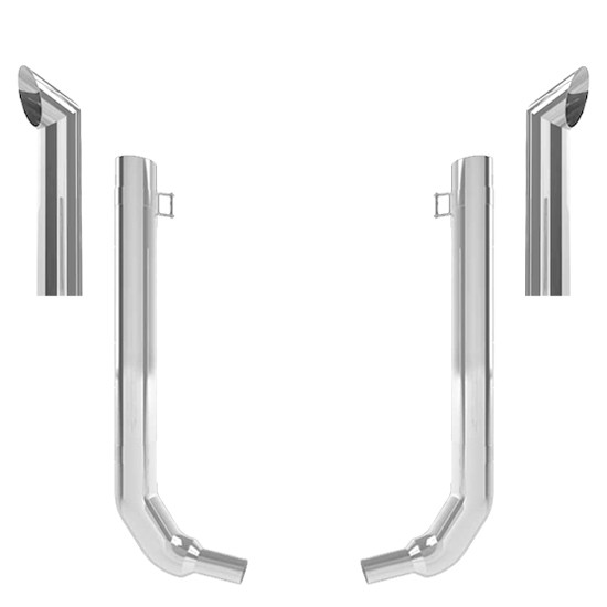 Kenworth W900L 5 X 52 Inch Quiet Spool & Over 40 Inch Box Exhaust Kit W/ 60 Inch Chino Stacks