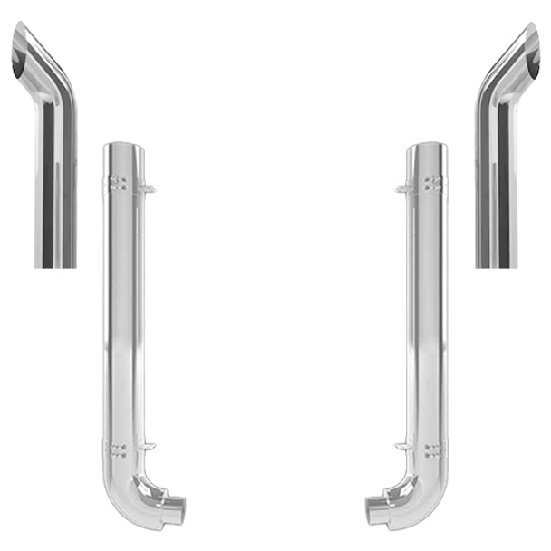Western Star 4964 Constellation 5 X 52 Inch Quiet Spool & OEM Style Elbow Exhaust Kit W/ 60 Inch Curve Stacks