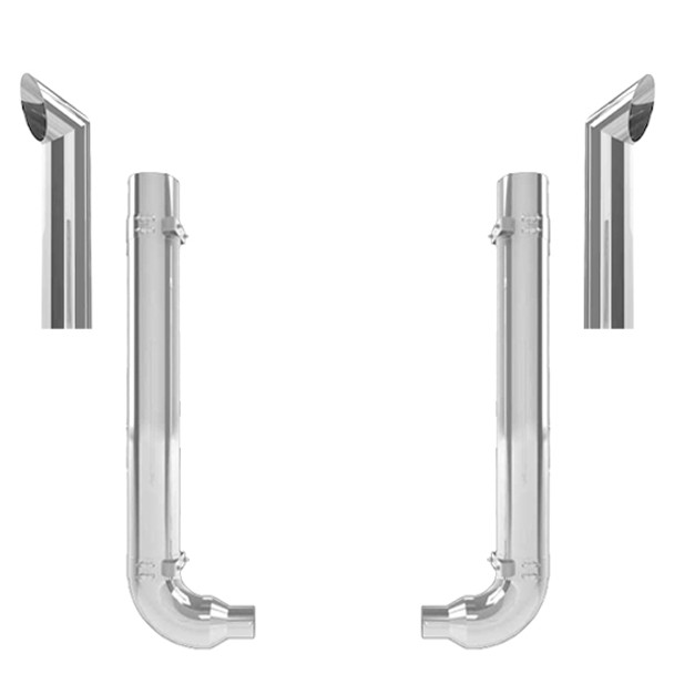 Western Star 4964 Constellation 6-5 X 52 Inch Quiet Spool & OEM Style Elbow Exhaust Kit W/ 48 Inch Chino Stacks