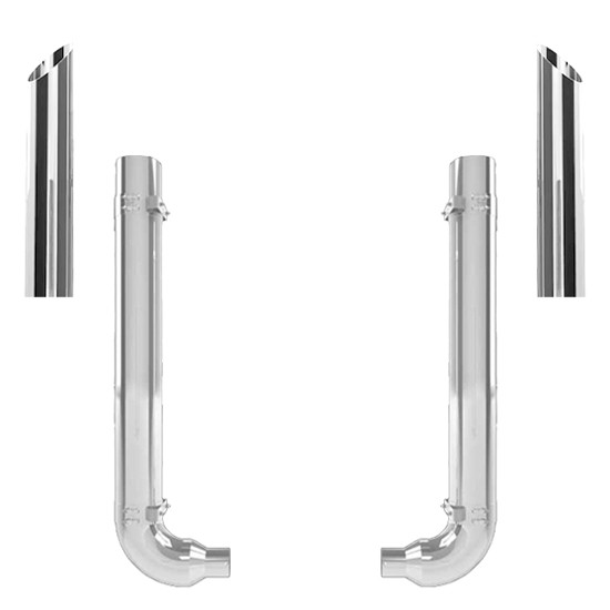 Western Star 4964 Constellation Day Cab 7-5 X 52 Inch Quiet Spool & OEM Style Elbow Exhaust Kit W/ 54 Inch Miter Stacks