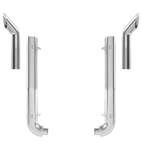 Western Star 4964 Heritage 1988-1995 7-5 X 52 Inch Quiet Spool & OEM Style Elbow Exhaust Kit W/ 54 Inch Bull Hauler Stacks