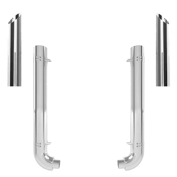 Western Star 4964 Heritage 1988-1995 7-5 X 52 Inch Quiet Spool & OEM Style Elbow Exhaust Kit W/ 54 Inch Miter Stacks