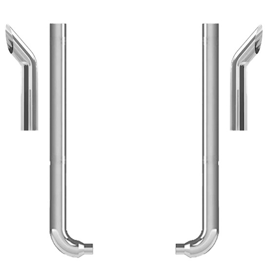 Western Star Lowmax 2002-2006 Day Cab 7-5 X 52 Inch Spool & Pickett XL Elbow Exhaust Kit W/ 54 Inch Bull Hauler Stacks