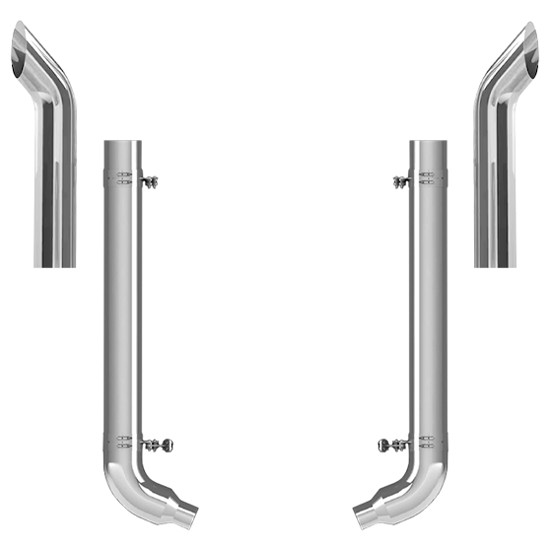 Peterbilt 359 1967-1987 6-5 X 55 Inch Quiet Spool & SYS Elbow Exhaust Kit W/  68 Inch Curve Stacks