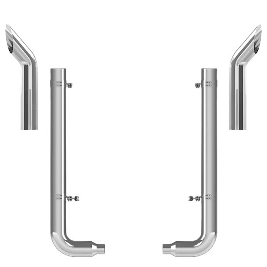 Peterbilt 359 1967-1987 6-5 X 55 Inch Quiet Spool & Pickett Style Elbow Exhaust Kit W/  68 Inch Bull Hauler Stacks