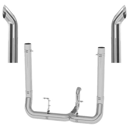 Kenworth W900A 1961-1982 8-5 Inch Spool & Low Line Elbow Exhaust Kit W/  68 Inch Curve Stacks