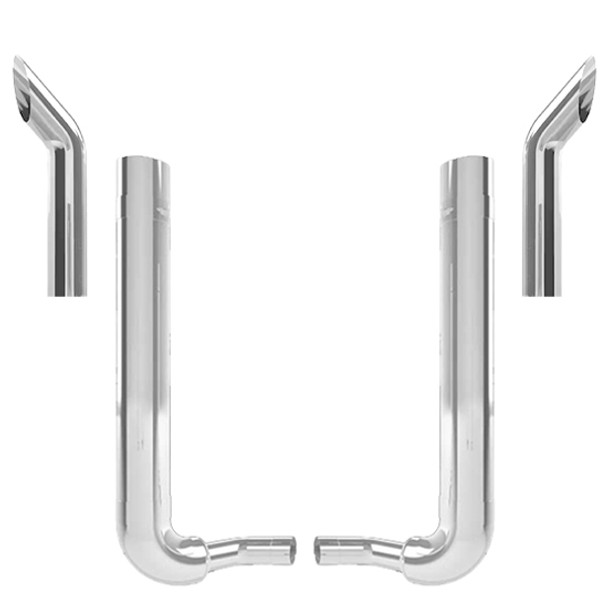 Kenworth W900B 1982-2024 5 X 48 Inch Quiet Spool & Over Frame Elbow Exhaust Kit W/  68 Inch Bull Hauler Stacks