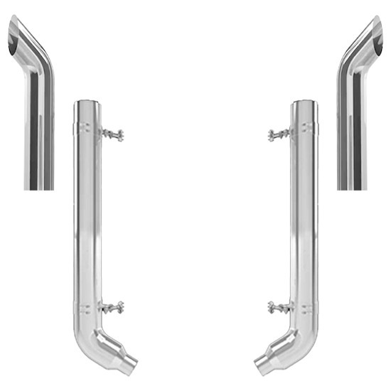 Peterbilt 379 1987-2007 8-5 Inch Spool & SYS Elbow Exhaust Kit W/  68 Inch Curve Stacks