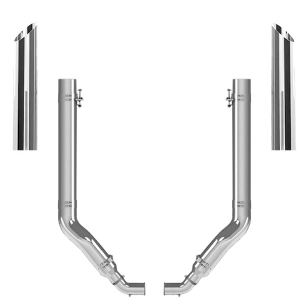 Peterbilt 389 Glider 2001-2024 6-5 X 55 Inch Quiet Spool Exhaust Kit W/  68 Inch Miter Stacks