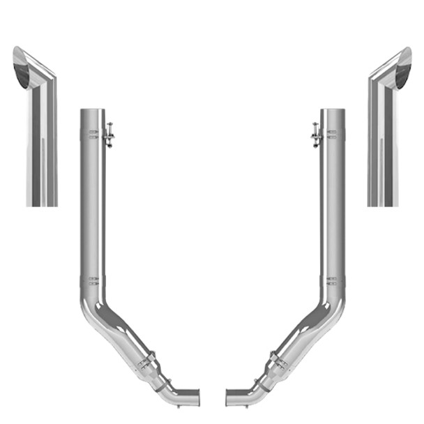 Peterbilt 389 Glider 2001-2024 7-5 X 55 Inch Quiet Spool Exhaust Kit W/  68 Inch Chino Stacks