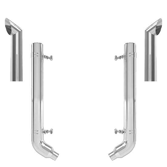 Peterbilt 379 2003-2006 8-5 X 55 Inch Quiet Spool & SYS Elbow Exhaust Kit W/  68 Inch Chino Stacks