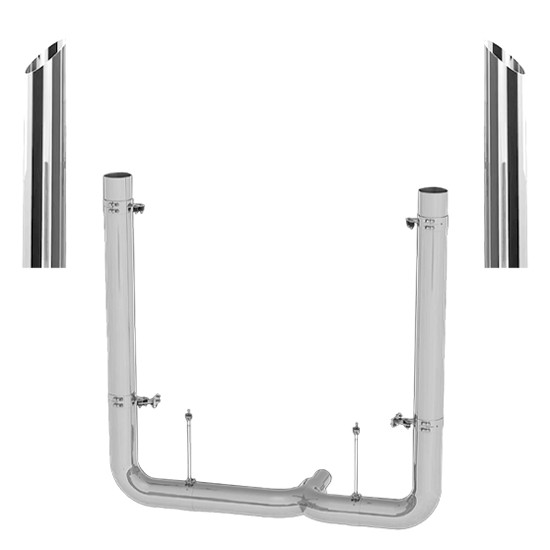 Peterbilt Day Cab 379, 389 Glider 7-5 X 55 Inch Spool & DR Pickett Elbow Exhaust Kit W/  68 Inch Miter Stacks