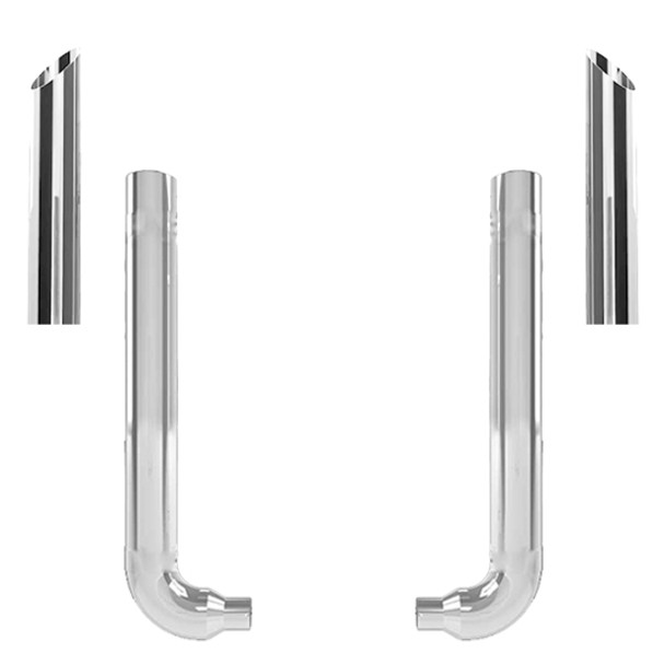 Freightliner FLD120 1993-2009 7-5 Inch Quiet Spool & Short 90 Degree Elbow Exhaust Kit W/  68 Inch Miter Stacks
