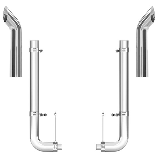 Peterbilt 379 2003-2006 6-5 Inch Spool & Pickett Style Elbow Exhaust Kit W/  68 Inch Curve Stacks
