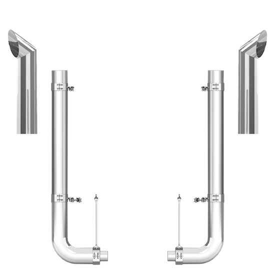 Peterbilt 379 2003-2006 6-5 Inch Quiet Spool & Pickett Style Elbow Exhaust Kit W/  68 Inch Chino Stacks