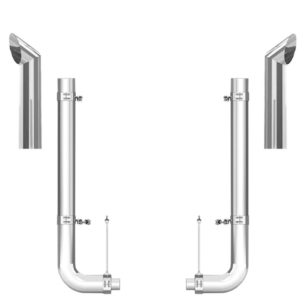 Peterbilt 379 2003-2006 6-5 X 55 Inch Quiet Spool & Pickett Style Elbow Exhaust Kit W/  68 Inch Chino Stacks Peterbilt 379 2003-2006 6-5 X 55 Inch Quiet Spool & Pickett Style Elbow Exhaust Kit W/  68 Inch Chino Stacks