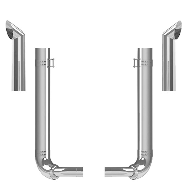 Kenworth T800 1986-2024 7-5 Inch Spool & Over Frame Elbow Exhaust Kit W/  68 Inch Chino Stacks