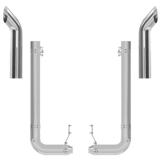 Peterbilt 389 Day Cab 2011- 2017 7-5 X 62 inch Spool & Rod Picket Exhaust Kit W/ 44 Inch Curve Stacks