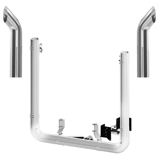 Peterbilt 389 2011- 2017 8 X 62 Inch Spool & Rod Picket Exhaust Kit W/ 44 Inch Curve Stacks