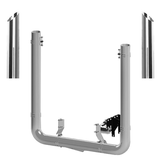 Peterbilt 389 Day Cab 2018- 2024 8 Inch Picket, Step Move & DR Elbow Exhaust Kit W/ 44 Inch Miter Stacks