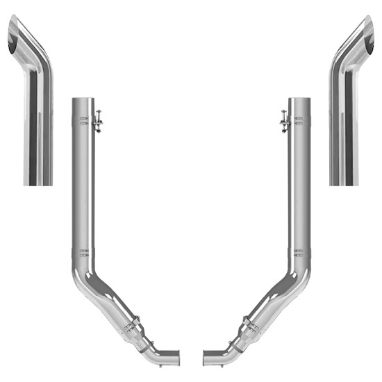 Peterbilt 389 Day Cab 2011- 2019 7 Inch Double Bend Exhaust Kit W/ 54 Inch Curve Stacks