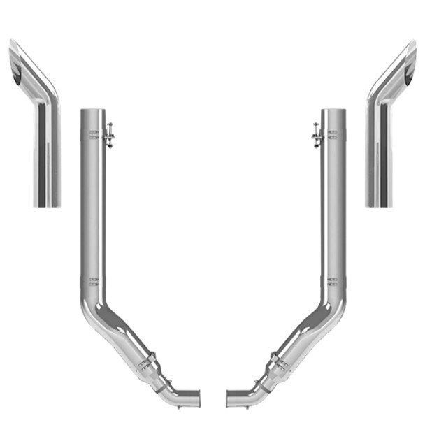 Peterbilt 389 2011- 2019 7-5 X 46 Inch Spool & OE Style Elbow Exhaust Kit W/ 60 Inch Bull Hauler Stacks Peterbilt 389 2011- 2019 7-5 X 46 Inch Spool & OE Style Elbow Exhaust Kit W/ 60 Inch Bull Hauler Stacks