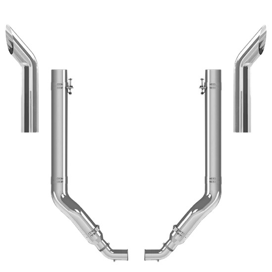 Peterbilt 389 Day Cab 2011- 2019 8 Inch Double Bend Exhaust Kit W/ 60 Inch Bull Hauler Stacks