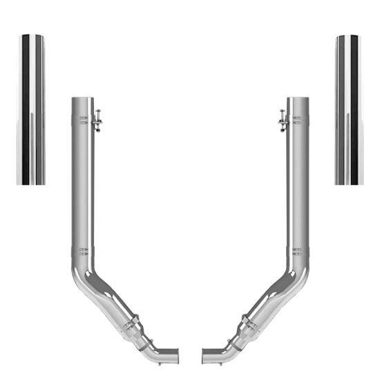 Peterbilt 389 Day Cab 2011- 2019 8 Inch Double Bend Exhaust Kit W/ 68 Inch Flat Top Stacks