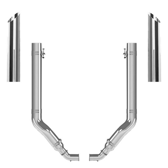 Peterbilt 389 2011- 2019 8-5 X 46 Inch Spool & OE Style Elbow Exhaust Kit W/ 48 Inch Miter Stacks