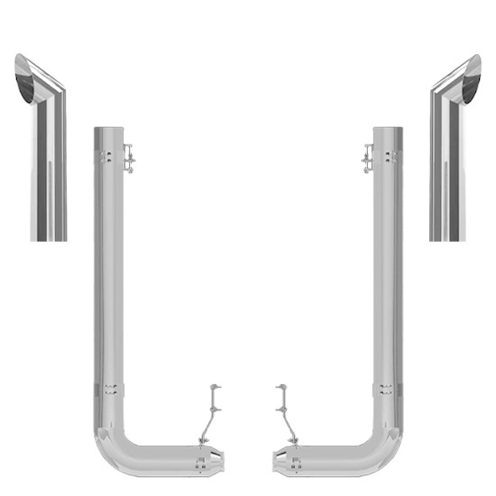 Peterbilt 389 Day Cab 2011- 2017 7-5 X 62 Inch Spool & Rod Picket Exhaust Kit W/ 48 Inch Chino Stacks