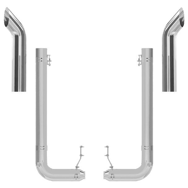 Peterbilt 389 2011- 2017 7 X 62 Inch Spool, Rod Picket & DPF Move Exhaust Kit W/ 54 Inch Curve Stacks