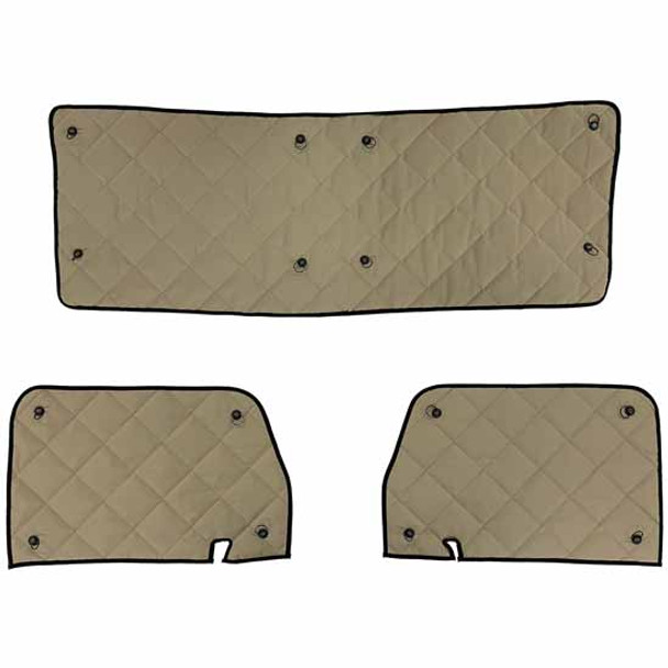 Robert James 3 PC Zeneclipse Blackout Front Window Covers - Black / Khaki For Kenworth T270 2009 - Current