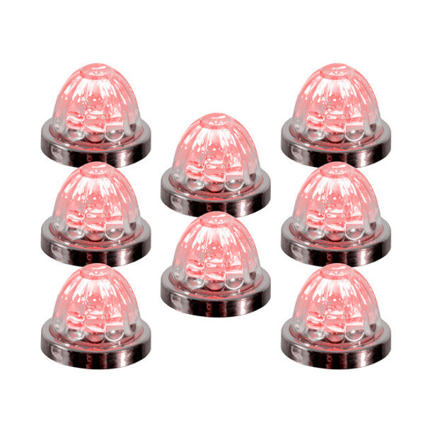 8 Pack Of 1.5 Inch Small Watermelon Style Dual Function Light W/ Chrome Bezel & Red LED/ Clear Lens By Legendary 8 Pack Of 1.5 Inch Small Watermelon Style Dual Function Light W/ Chrome Bezel & Red LED/ Clear Lens By Legendary