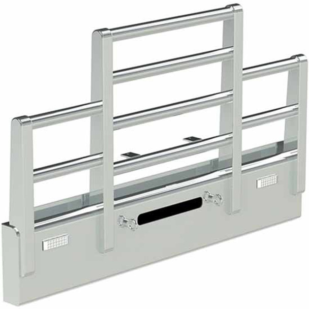 Kenworth W900L Texas 4 Post Grille Guard W/ Horizontal Tubes & Turn Lights - Amber LED/ Clear Lens By Herd