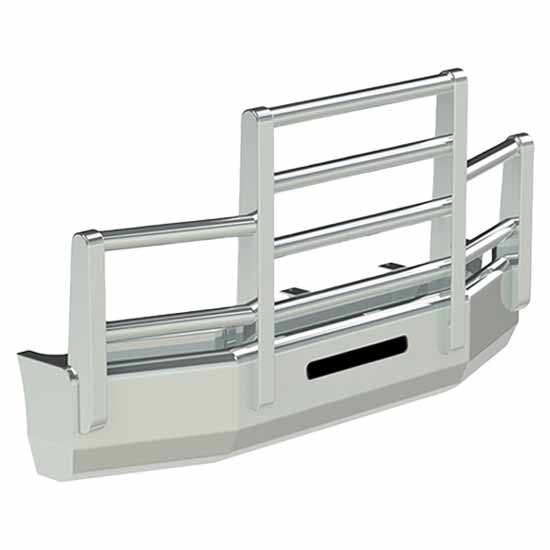 Herd Aero Grille Guard Bumper 3 Horizontal Post W/ Lift Assist, Slam Latch, 4 Light Mounting Tabs For Kenworth