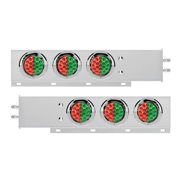 30-Inch Spring-Loaded Mud Flap Hanger Light Bars, 2” Bolt Spacing with Visors and Double Fury Red/Green LEDs (Pair)