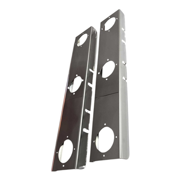 15-Inch 304 Stainless Steel Square-End Front Air Cleaner Brackets with 3 Watermelon Light Holes