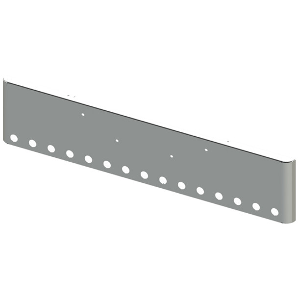 Peterbilt 365, 367, 388, 389, 567 SFA 20 Inch Texas Chrome Bumper W/ Rolled Ends - 15 Rnd 2 Inch Light Holes