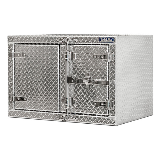 Aluminum Underbody Toolbox 24” x 24” x 36” with Dual Barn Doors and Cam Lock - Diamond Plated Finish