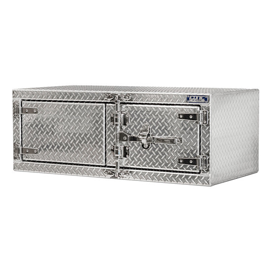 Aluminum Underbody Toolbox 18” x 24” x 48” with Dual Barn Doors and Cam Lock - Diamond Plated Finish