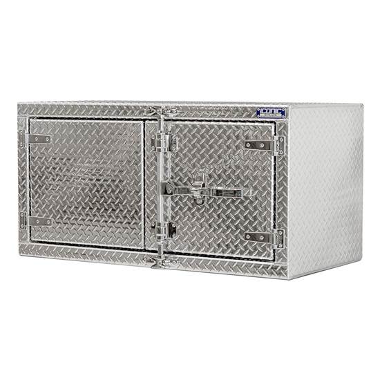 Aluminum Underbody Toolbox 24” x 24” x 48” with Dual Barn Doors and Cam Lock - Diamond Plated Finish