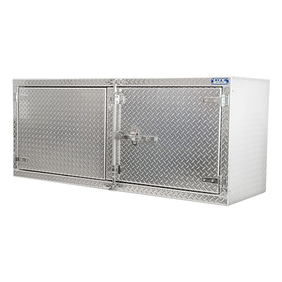 Aluminum Underbody Toolbox 24” x 24” x 72” with Dual Barn Doors and Cam Lock - Diamond Plated Finish