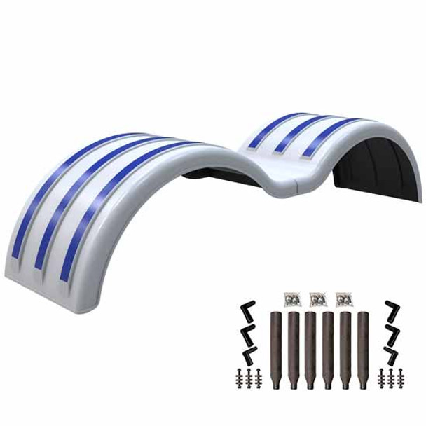 Paintable Polyethylene Double Deuce Tandem Axle Full Fenders with Black Composite Mounting Brackets - 106 X 26 X 22 Inch