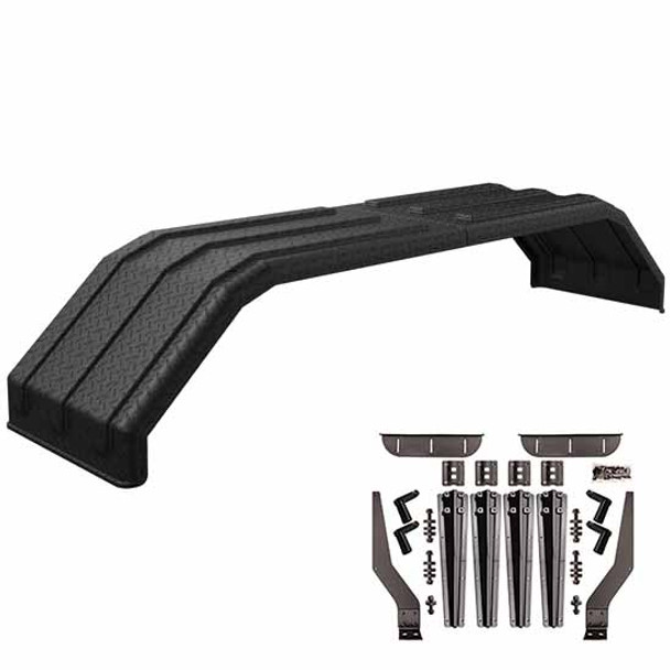 Black Diamond Plated Finish Minimizer Square Back Bruiser Series Full Fender With Carbon Fiber Plastic Mounting Brackets - 104 X 26 X 18 Inch