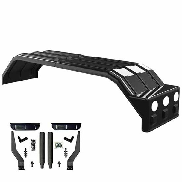 Carbon Fiber Finish Minimizer Square Back Bruiser Series Full Fender With Light Box and Black Composite Mounting Brackets - 104 X 26 X 18 Inch