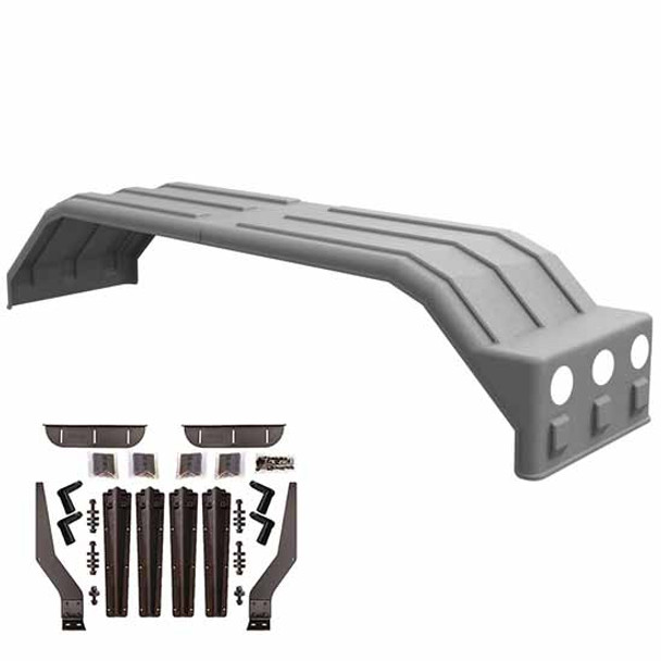 Galvanized Finish Minimizer Square Back Bruiser Series Full Fender With Light Box and Black Plastic Mounting Brackets - 104 X 26 X 18 Inch