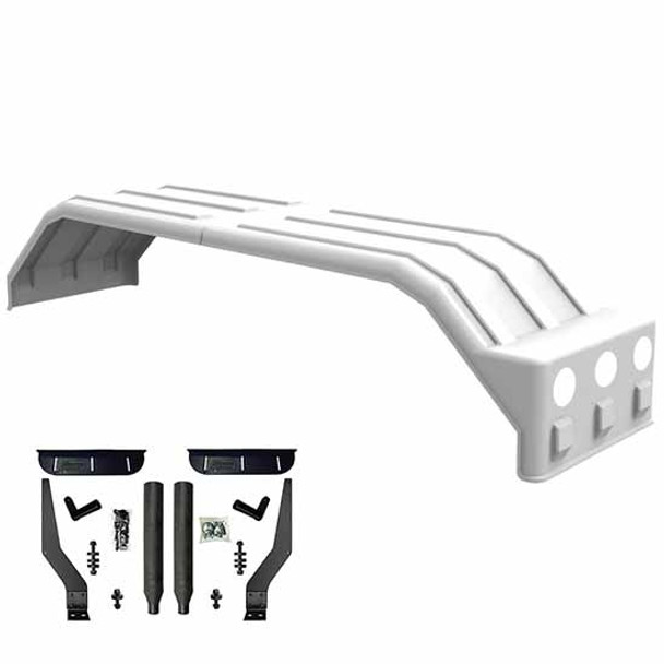 White Minimizer Square Back Bruiser Series Full Fender With Light Box and Black Composite Mounting Brackets - 104 X 26 X 18 Inch