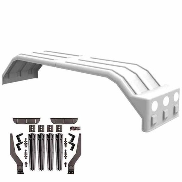 White Minimizer Square Back Bruiser Series Full Fender With Light Box and Carbon Fiber Plastic Mounting Brackets - 104 X 26 X 18 Inch