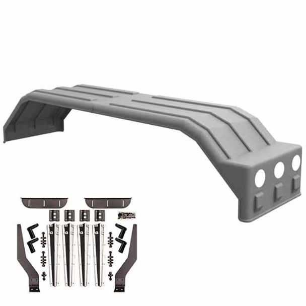 Galvanized Finish Minimizer Square Back Bruiser Series Full Fender With Light Box and Mirror-Silver Plastic Mounting Brackets - 104 X 26 X 18 Inch